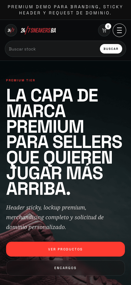 Vista de hero premium de una tienda TFS