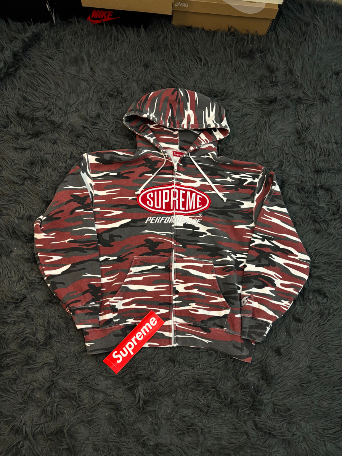 SUPREME RED CAMMO ZIP UP