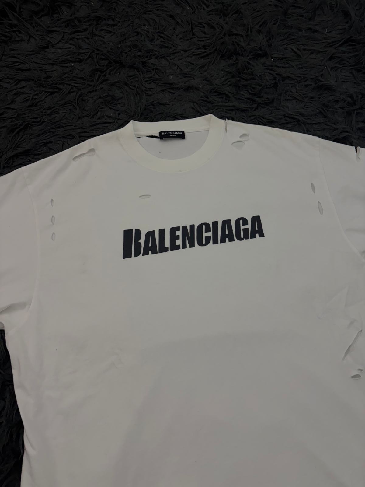 Balenciaga Destroyed Tee White vista 2